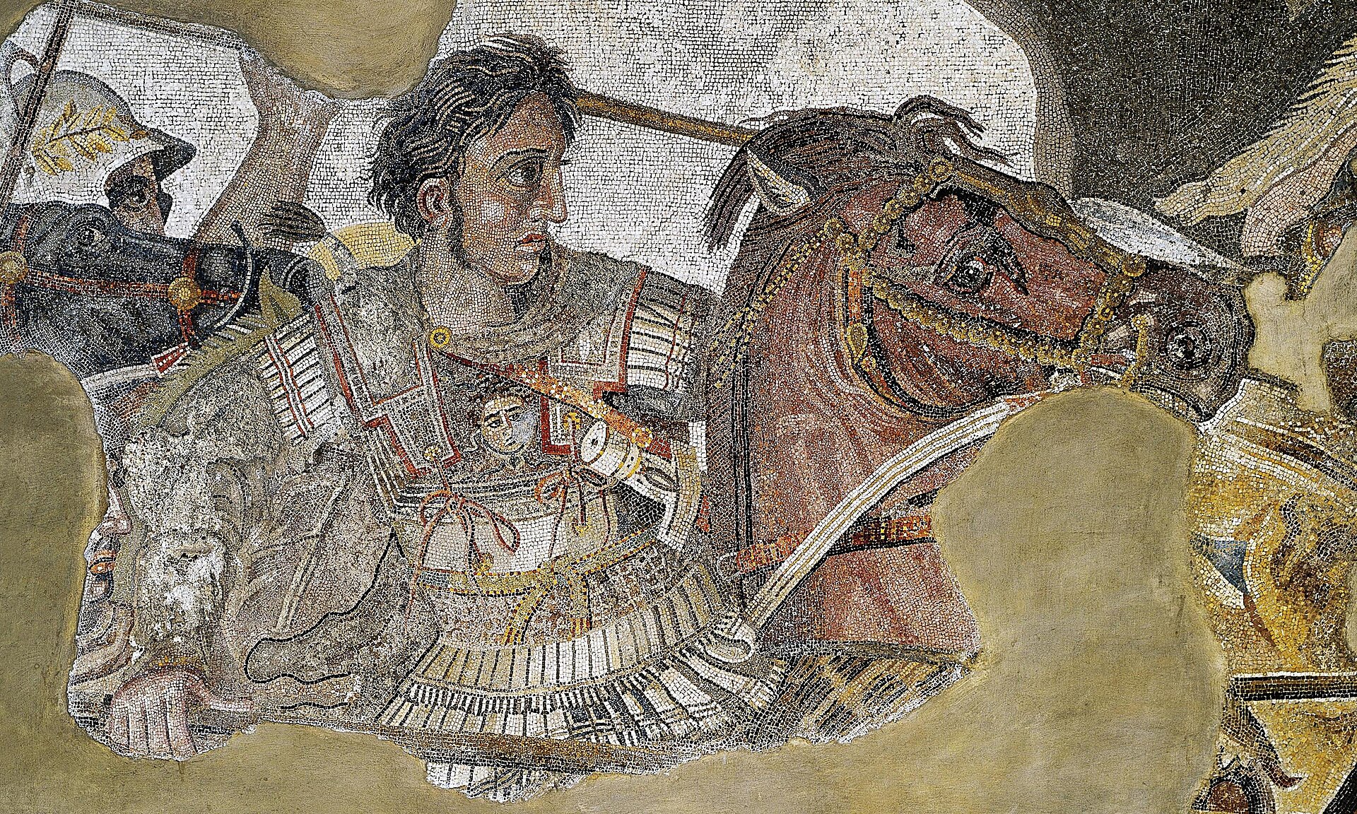 Ancient mosaic portrait of Alexander the Great