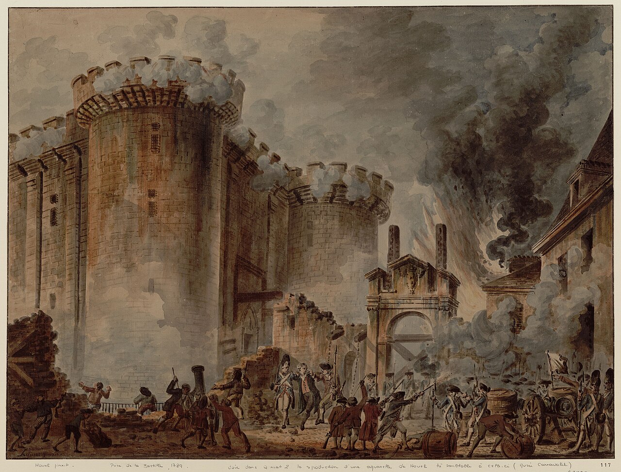 Historical depiction of the storming of the Bastille