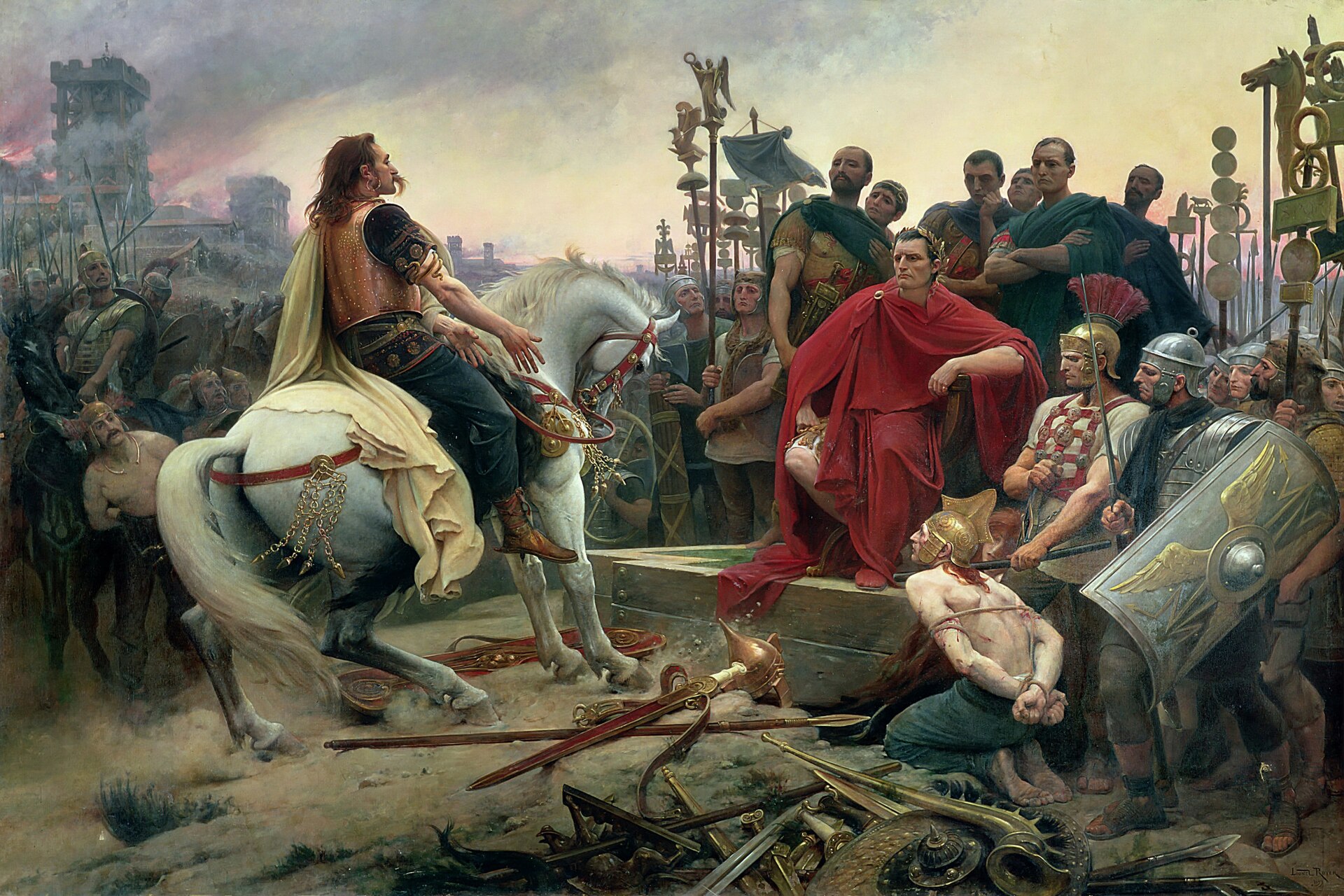 Vercingetorix surrendering to Julius Caesar